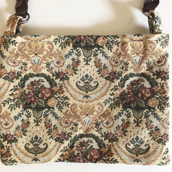 Tapestry Floral Shoulder Bag Vintage Style Purse Button Closure Grannycore‎ - Picture 7 of 9